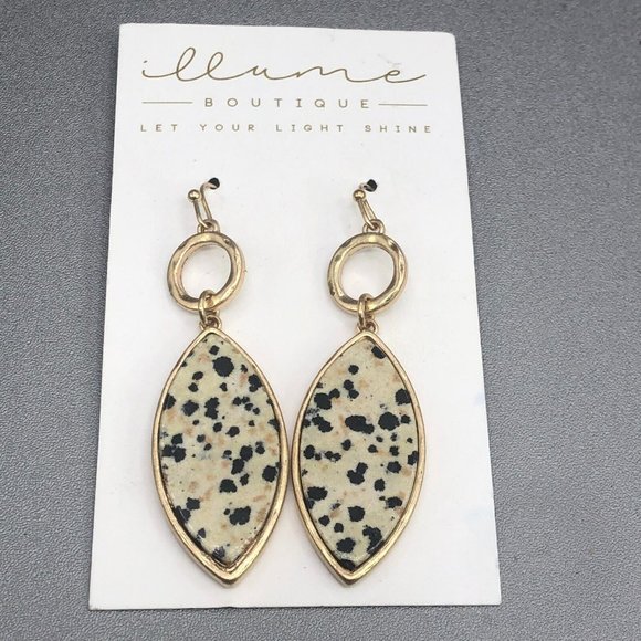 Illume Boutique Jewelry - 3/$30 Illume Boutique Earrings Gold Spotted Dalmatian Oval Stone Hook Pierced
